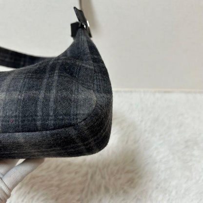 Salvatore Ferragamo Shoulder Bag Purse Wool Gray Authentic