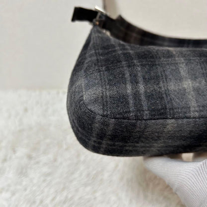 Salvatore Ferragamo Shoulder Bag Purse Wool Gray Authentic