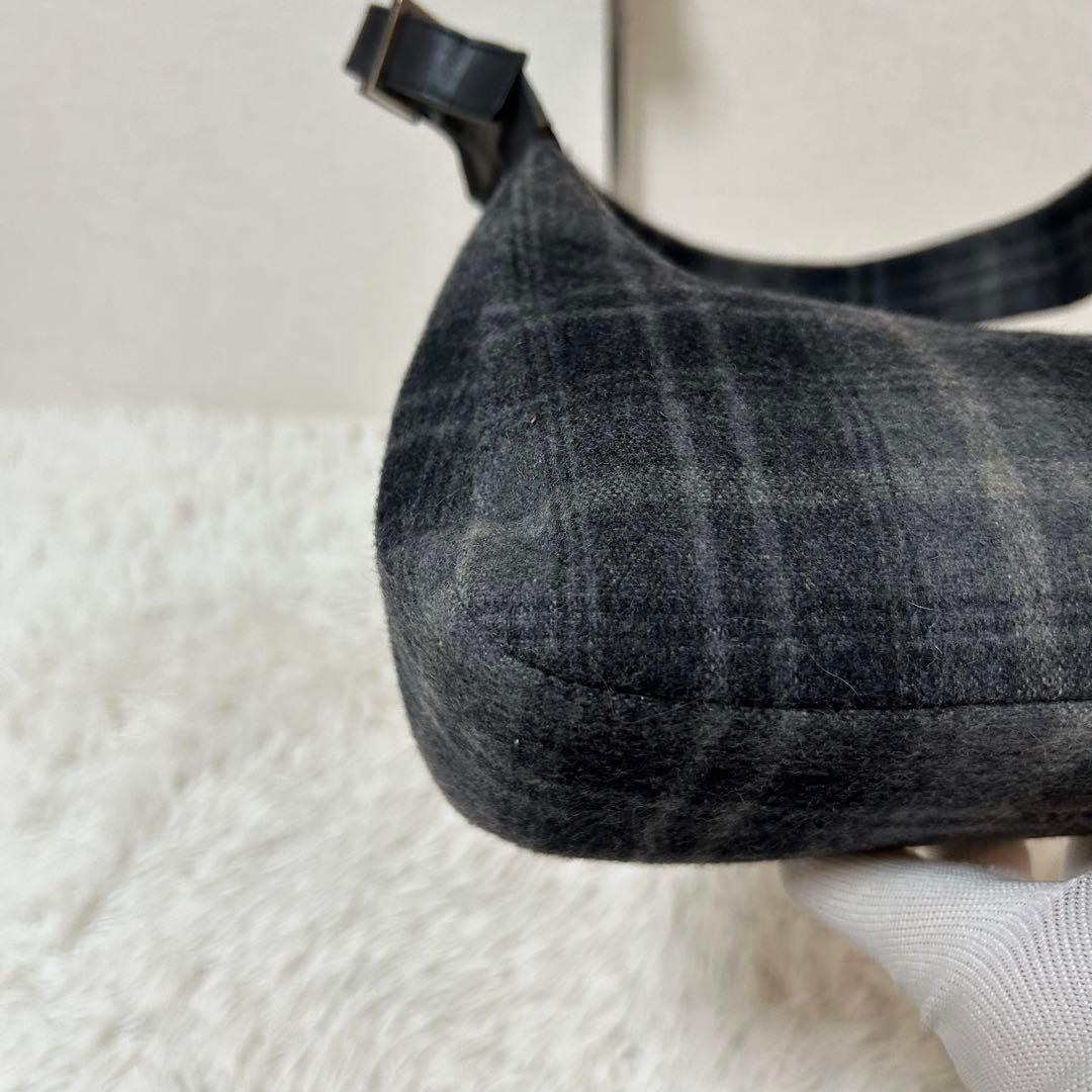 Salvatore Ferragamo Shoulder Bag Purse Wool Gray Authentic