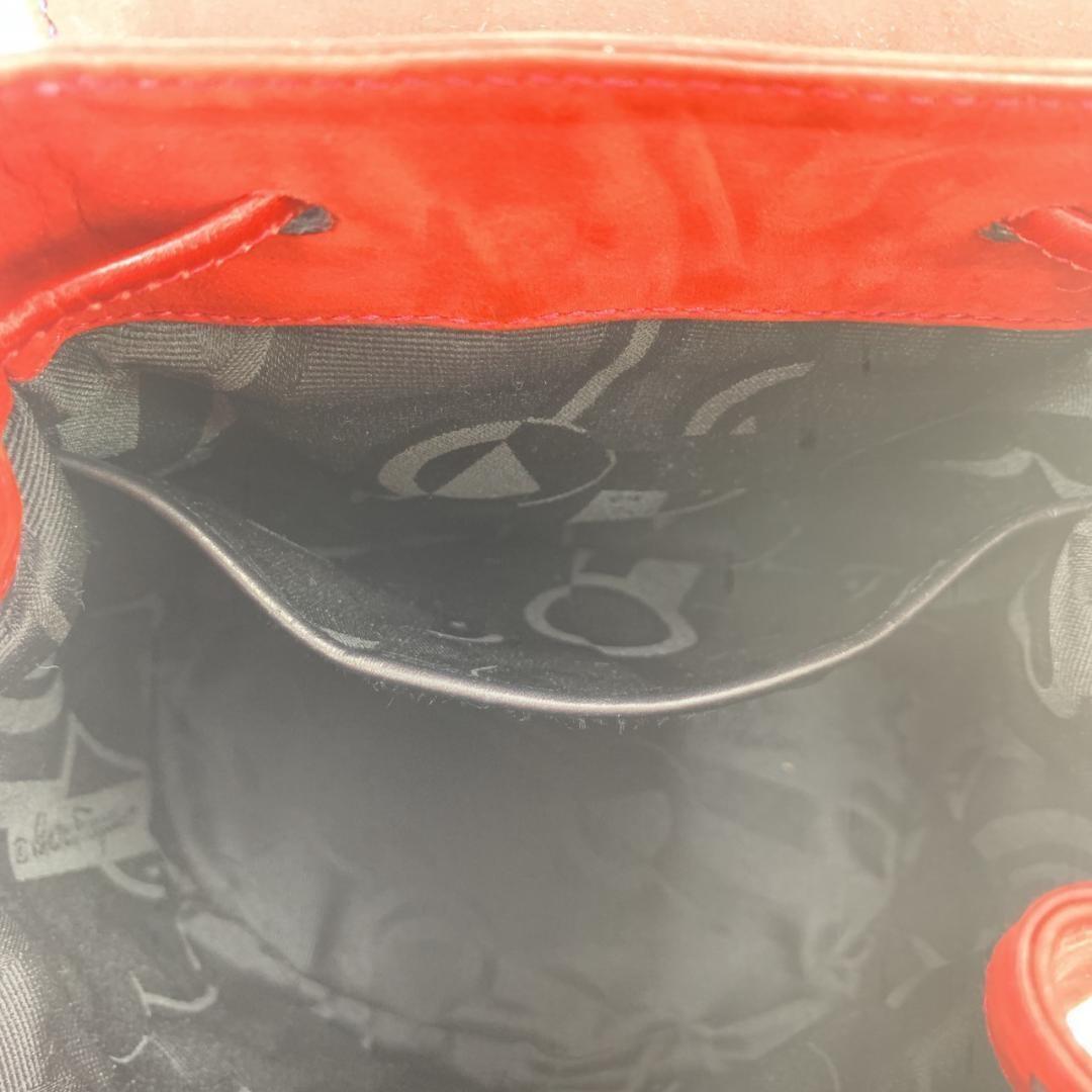 Salvatore Ferragamo Backpack Gancini Suede Leather Red Authentic