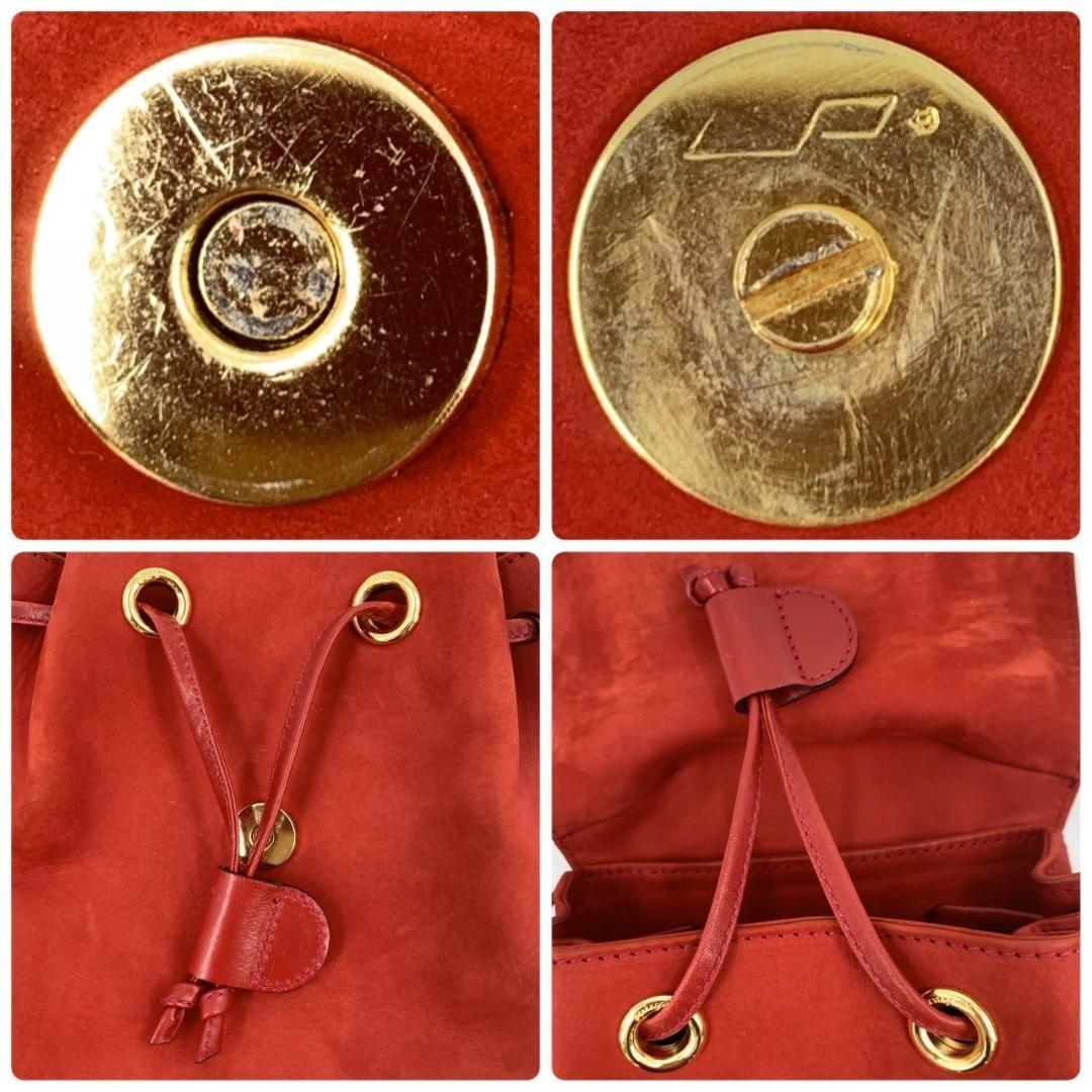 Salvatore Ferragamo Backpack Gancini Suede Leather Red Authentic