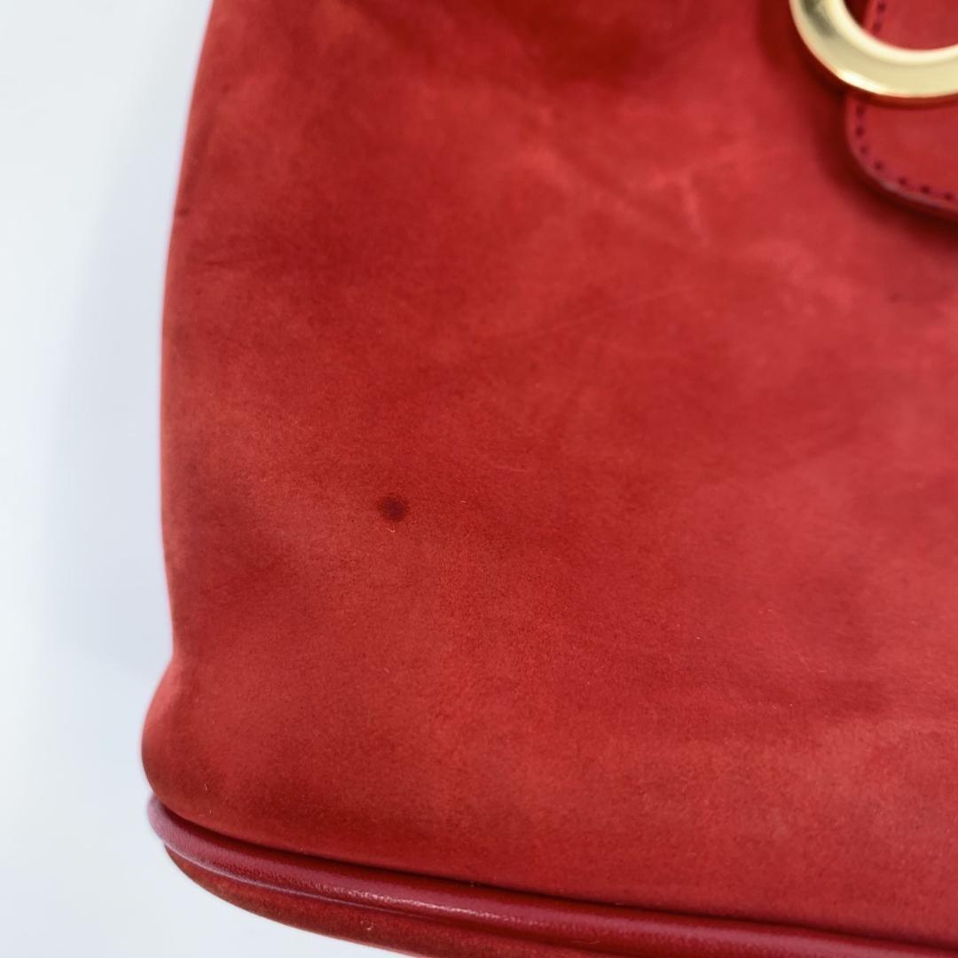 Salvatore Ferragamo Backpack Gancini Suede Leather Red Authentic