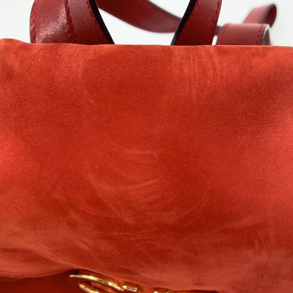 Salvatore Ferragamo Backpack Gancini Suede Leather Red Authentic