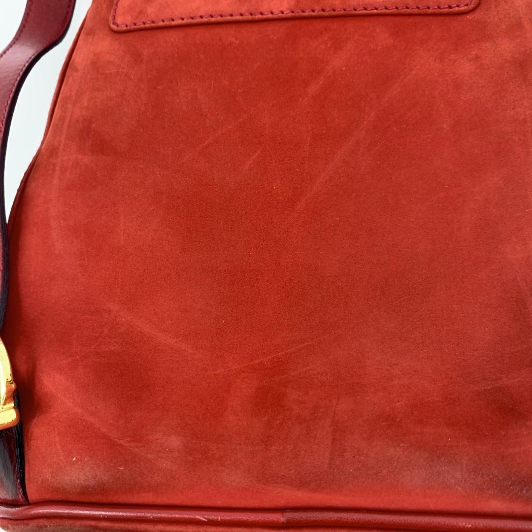 Salvatore Ferragamo Backpack Gancini Suede Leather Red Authentic