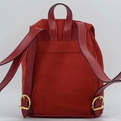 Salvatore Ferragamo Backpack Gancini Suede Leather Red Authentic