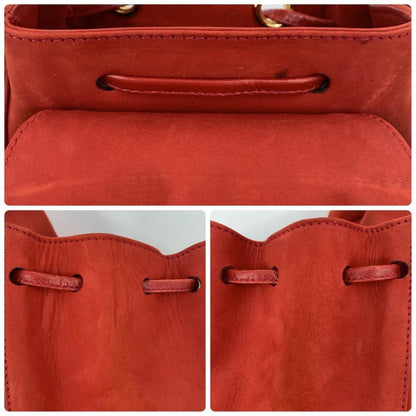 Salvatore Ferragamo Backpack Gancini Suede Leather Red Authentic