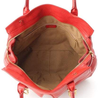 Salvatore Ferragamo Hand Shoulder Bag Tote Purse 2way Gancini Leather Red Auth