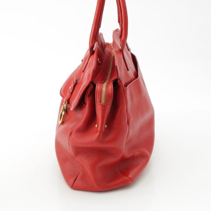 Salvatore Ferragamo Hand Shoulder Bag Tote Purse 2way Gancini Leather Red Auth