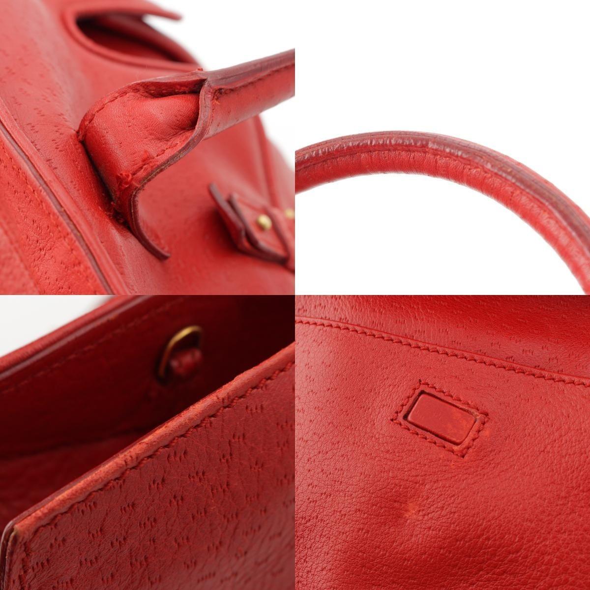 Salvatore Ferragamo Hand Shoulder Bag Tote Purse 2way Gancini Leather Red Auth
