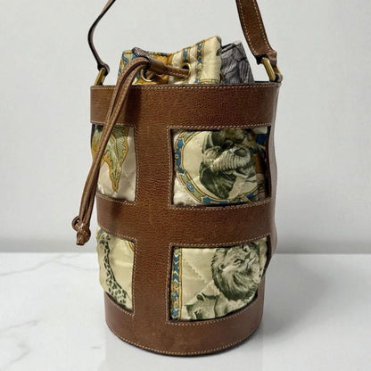 Salvatore Ferragamo Shoulder Bag Purse Leather Brown Off White Authentic