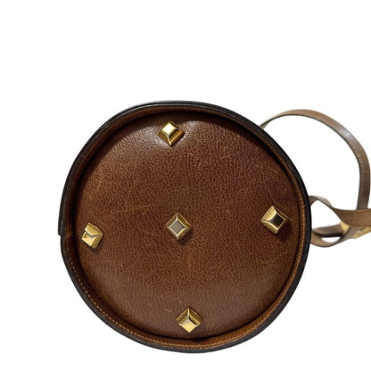 Salvatore Ferragamo Shoulder Bag Purse Leather Brown Off White Authentic