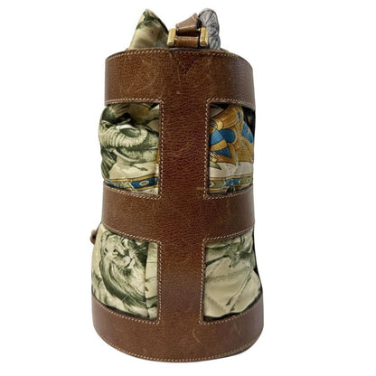 Salvatore Ferragamo Shoulder Bag Purse Leather Brown Off White Authentic