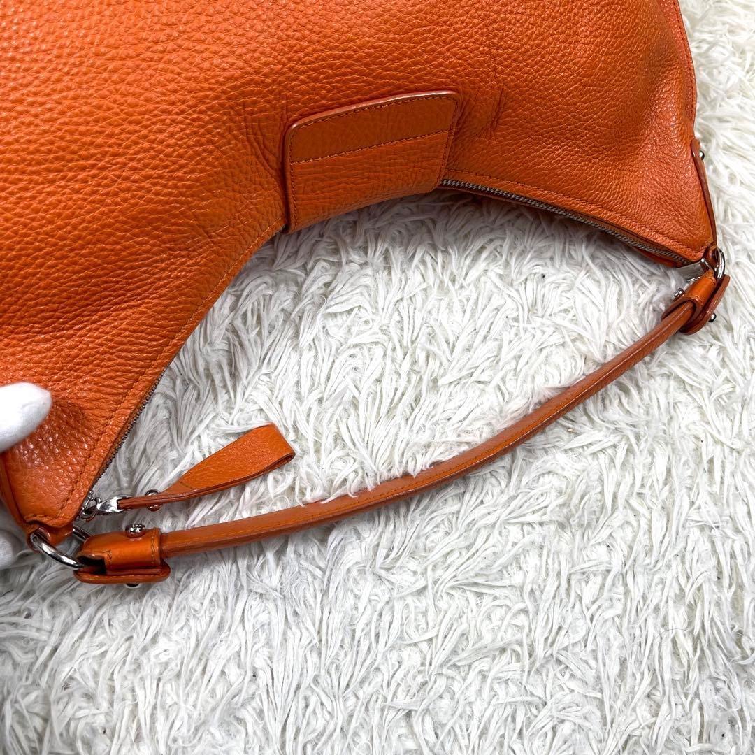 Salvatore Ferragamo Shoulder Bag Purse Gancini Leather Orange Authentic