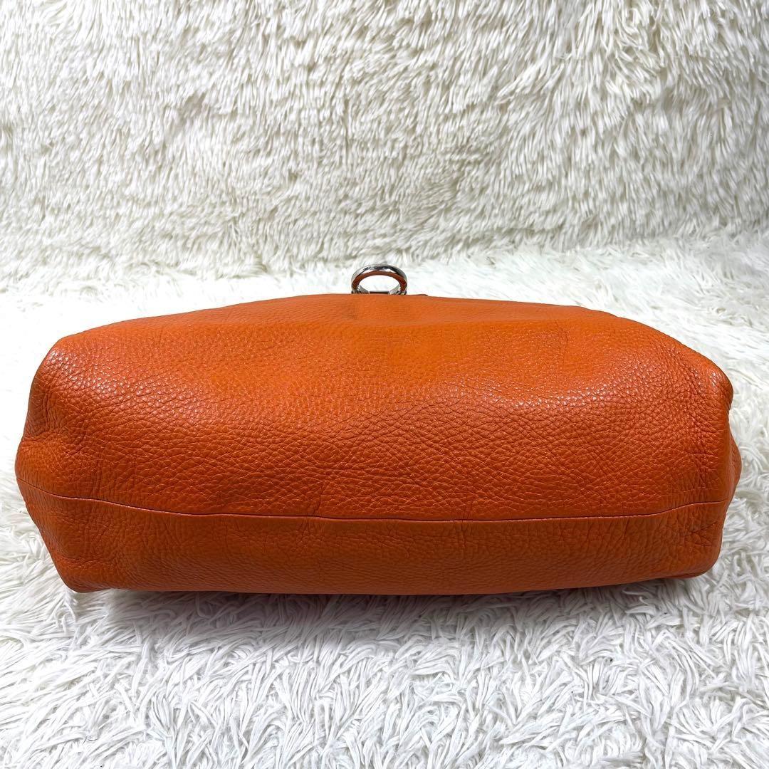 Salvatore Ferragamo Shoulder Bag Purse Gancini Leather Orange Authentic