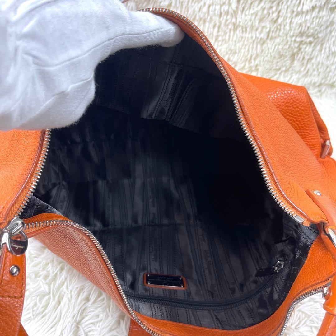 Salvatore Ferragamo Shoulder Bag Purse Gancini Leather Orange Authentic