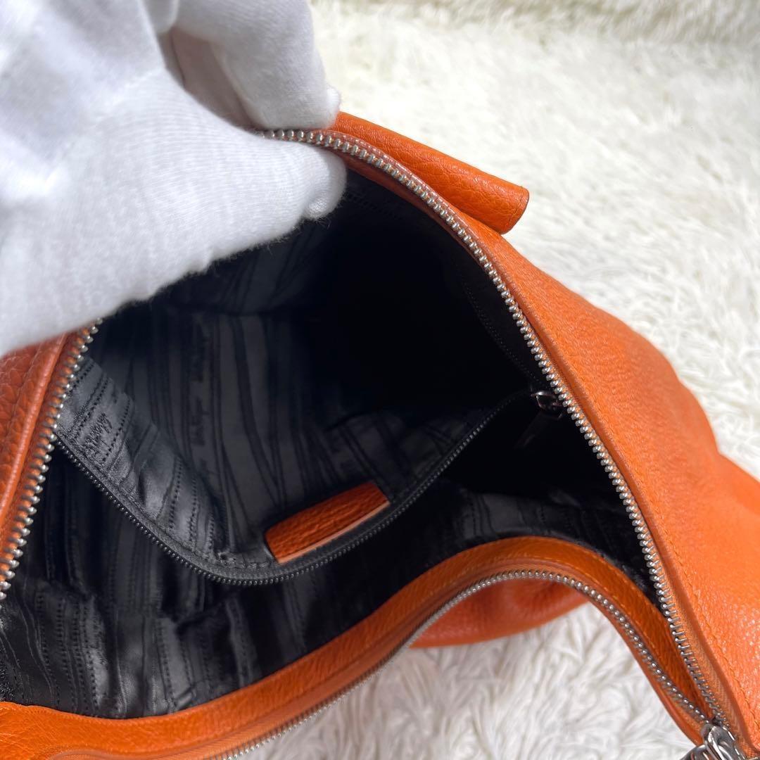 Salvatore Ferragamo Shoulder Bag Purse Gancini Leather Orange Authentic