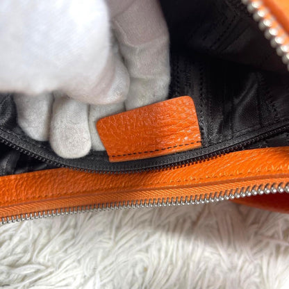 Salvatore Ferragamo Shoulder Bag Purse Gancini Leather Orange Authentic