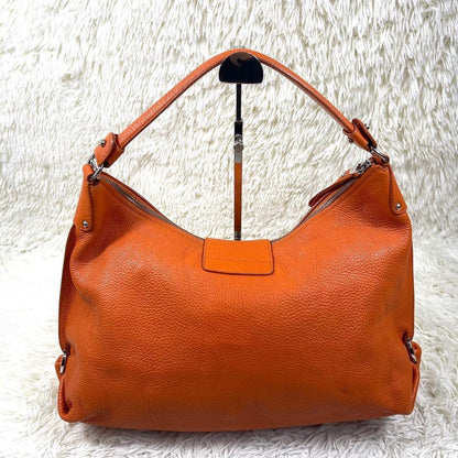 Salvatore Ferragamo Shoulder Bag Purse Gancini Leather Orange Authentic