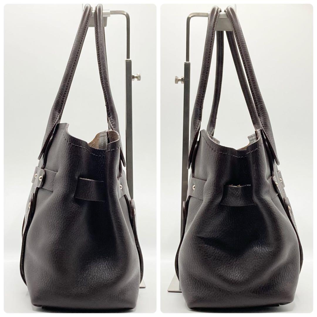 Salvatore Ferragamo Hand Bag Tote Purse Logo Leather Dark Brown Authentic