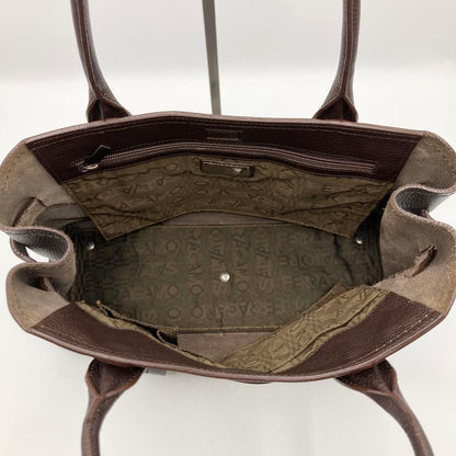 Salvatore Ferragamo Hand Bag Tote Purse Logo Leather Dark Brown Authentic