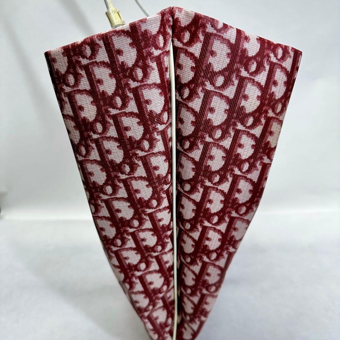 Christian Dior Hand Bag Tote Purse Trotter No.2 Canvas Red White Authentic