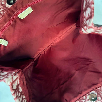 Christian Dior Hand Bag Tote Purse Trotter No.2 Canvas Red White Authentic