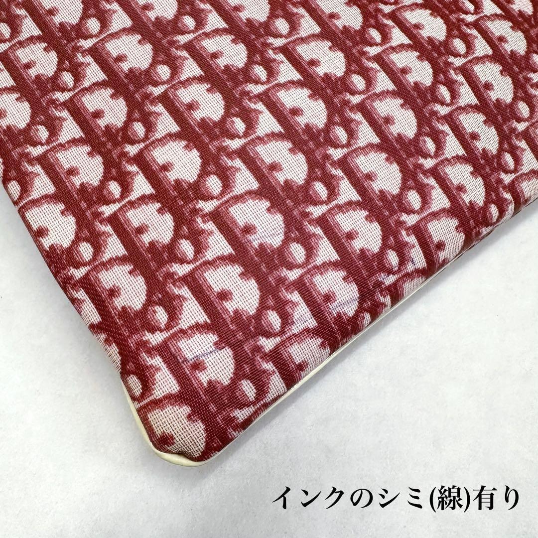 Christian Dior Hand Bag Tote Purse Trotter No.2 Canvas Red White Authentic