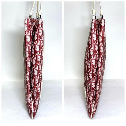 Christian Dior Hand Bag Tote Purse Trotter No.2 Canvas Red White Authentic