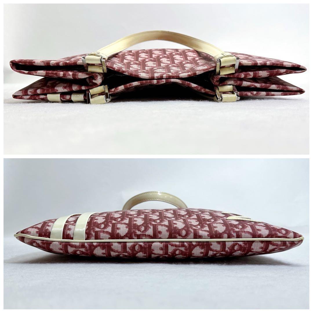 Christian Dior Hand Bag Tote Purse Trotter No.2 Canvas Red White Authentic