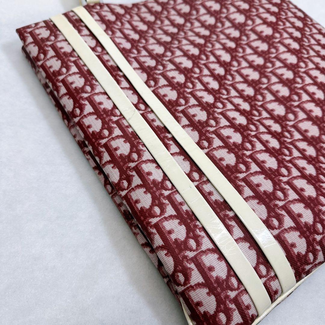 Christian Dior Hand Bag Tote Purse Trotter No.2 Canvas Red White Authentic