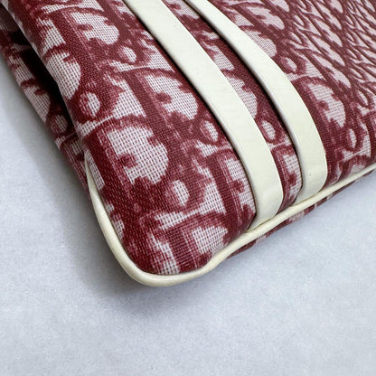 Christian Dior Hand Bag Tote Purse Trotter No.2 Canvas Red White Authentic