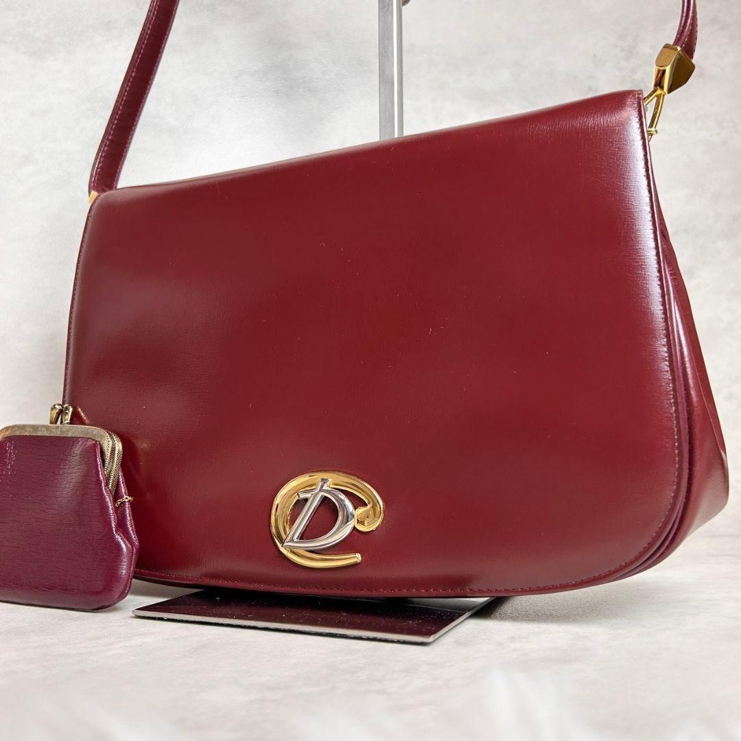 Christian Dior Shoulder Bag Purse Old Leather Bordeaux Authentic