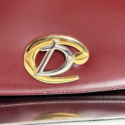 Christian Dior Shoulder Bag Purse Old Leather Bordeaux Authentic