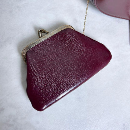 Christian Dior Shoulder Bag Purse Old Leather Bordeaux Authentic