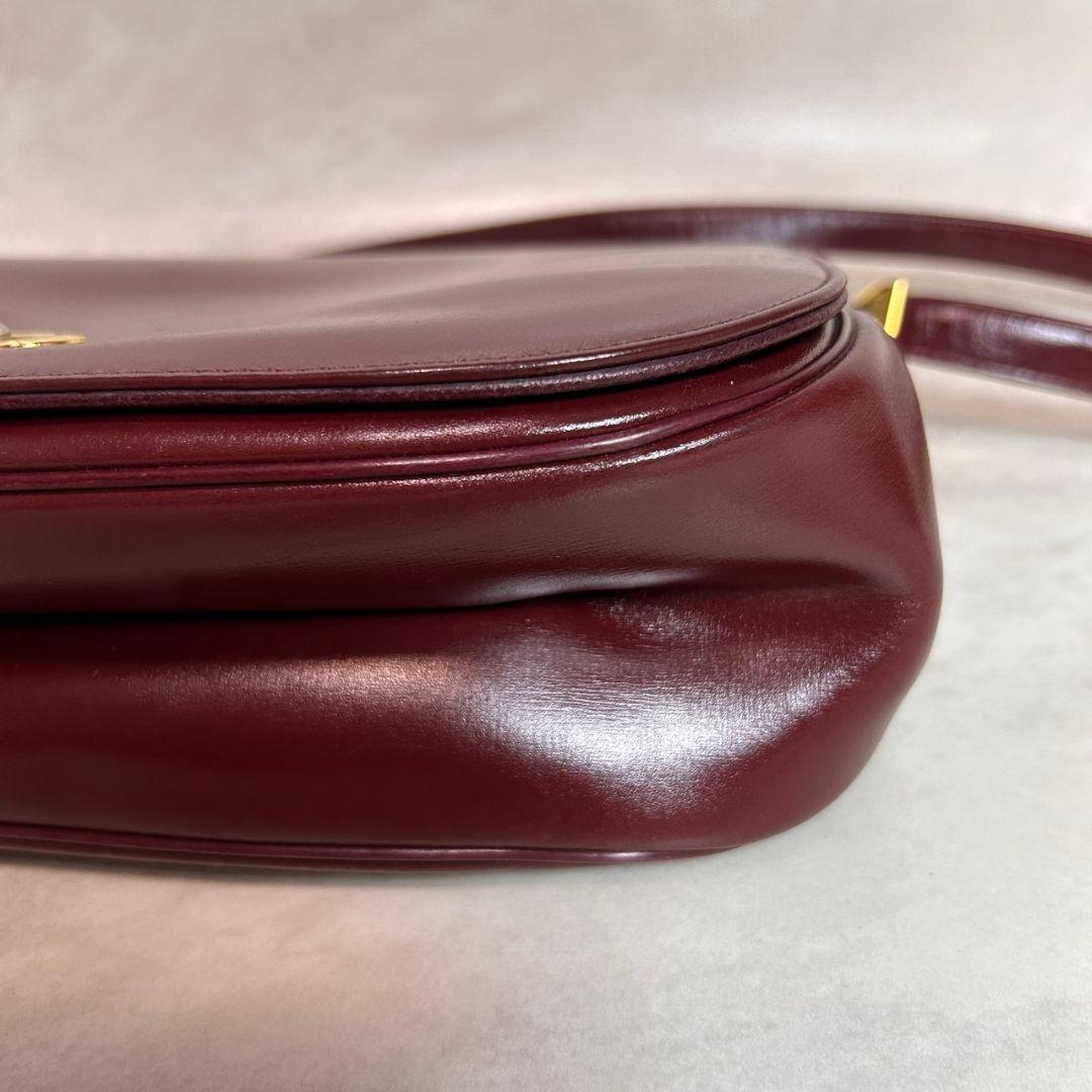 Christian Dior Shoulder Bag Purse Old Leather Bordeaux Authentic