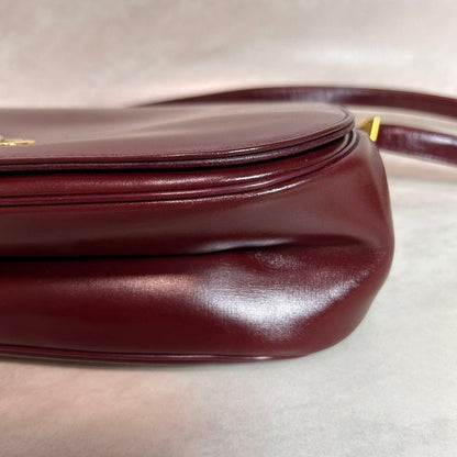 Christian Dior Shoulder Bag Purse Old Leather Bordeaux Authentic