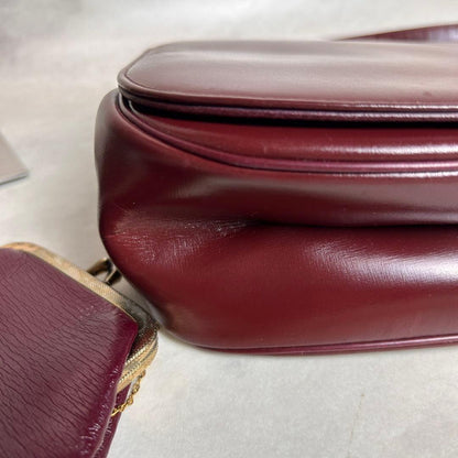 Christian Dior Shoulder Bag Purse Old Leather Bordeaux Authentic