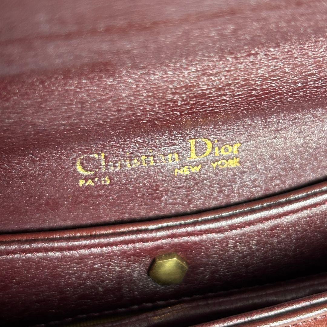 Christian Dior Shoulder Bag Purse Old Leather Bordeaux Authentic