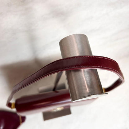 Christian Dior Shoulder Bag Purse Old Leather Bordeaux Authentic