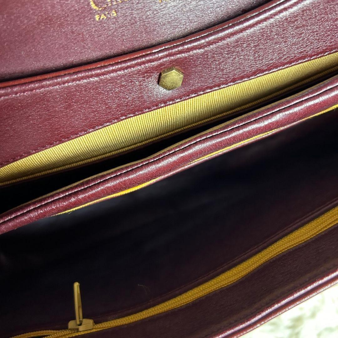 Christian Dior Shoulder Bag Purse Old Leather Bordeaux Authentic