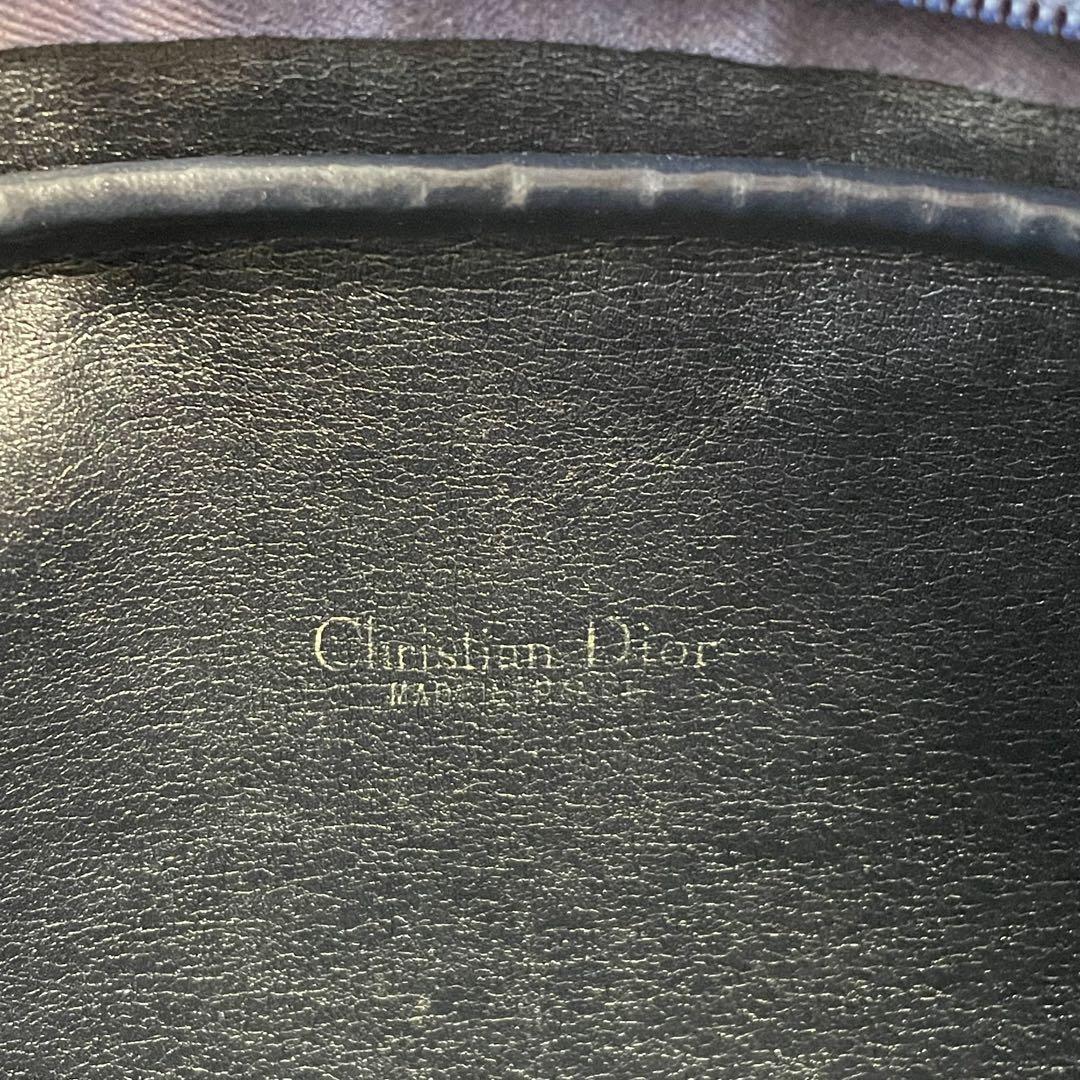 Christian Dior Shoulder Bag Purse Trotter CD Canvas Leather Navy Brown Authentic