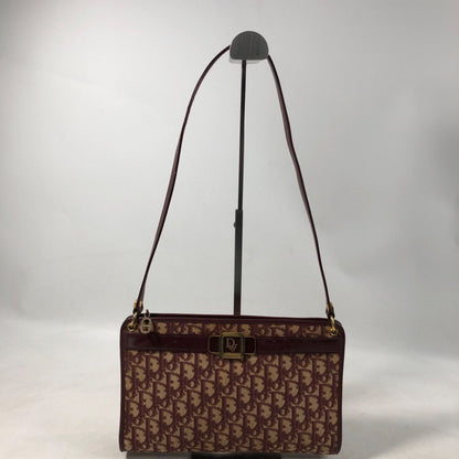 Christian Dior Shoulder Bag Purse Trotter Logo Bordeaux Authentic