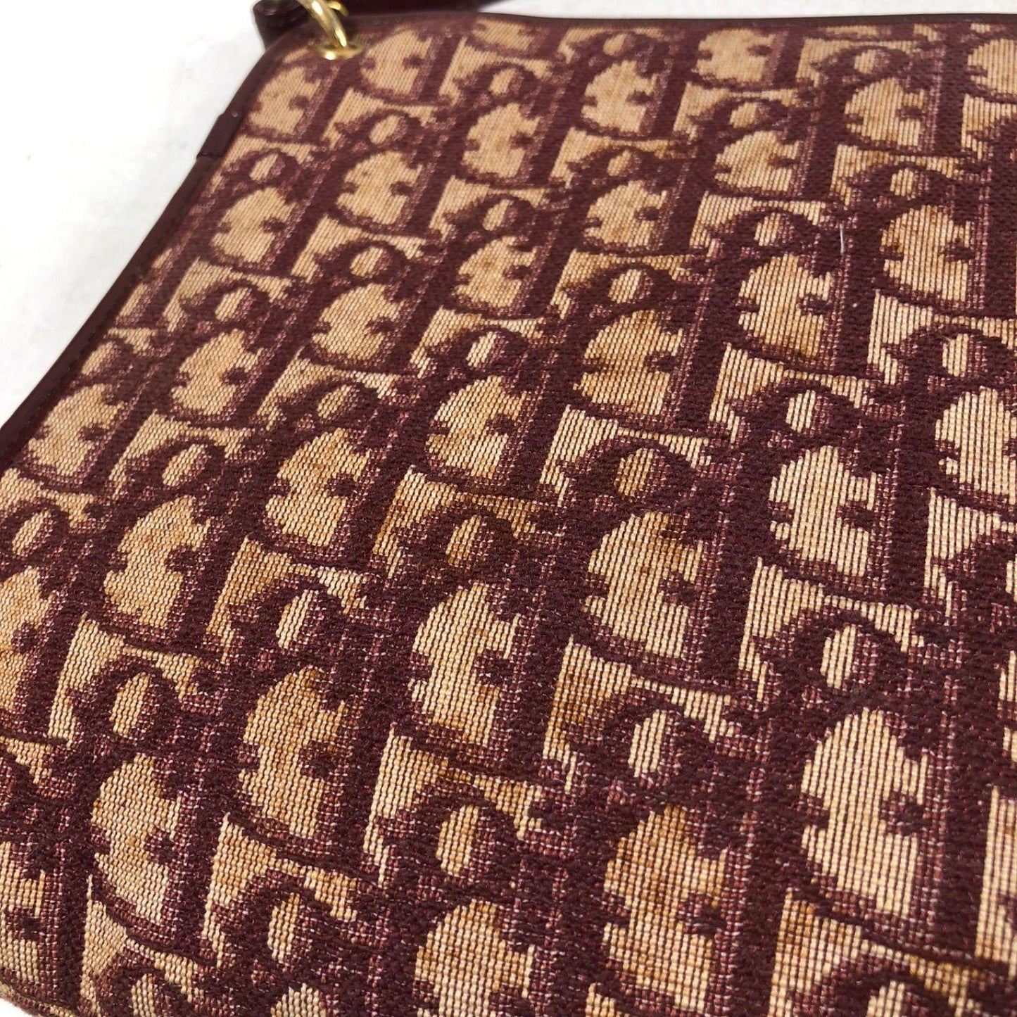 Christian Dior Shoulder Bag Purse Trotter Logo Bordeaux Authentic