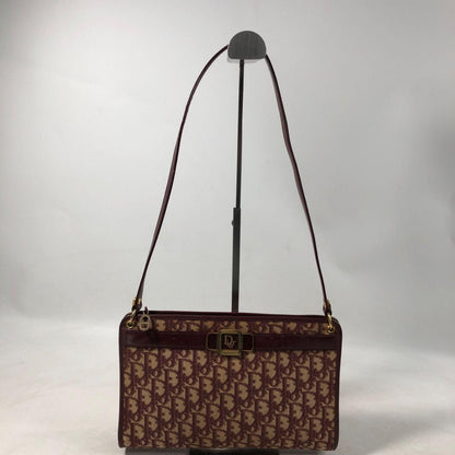 Christian Dior Shoulder Bag Purse Trotter Logo Bordeaux Authentic