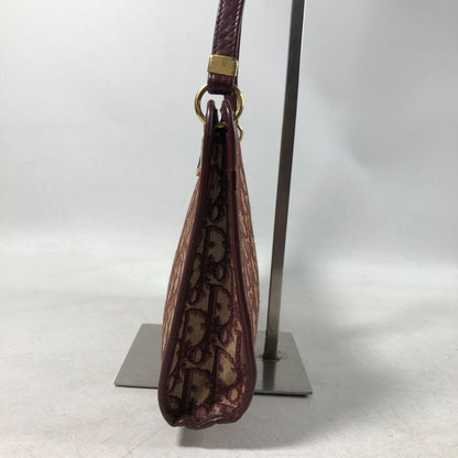 Christian Dior Shoulder Bag Purse Trotter Logo Bordeaux Authentic