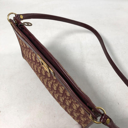 Christian Dior Shoulder Bag Purse Trotter Logo Bordeaux Authentic