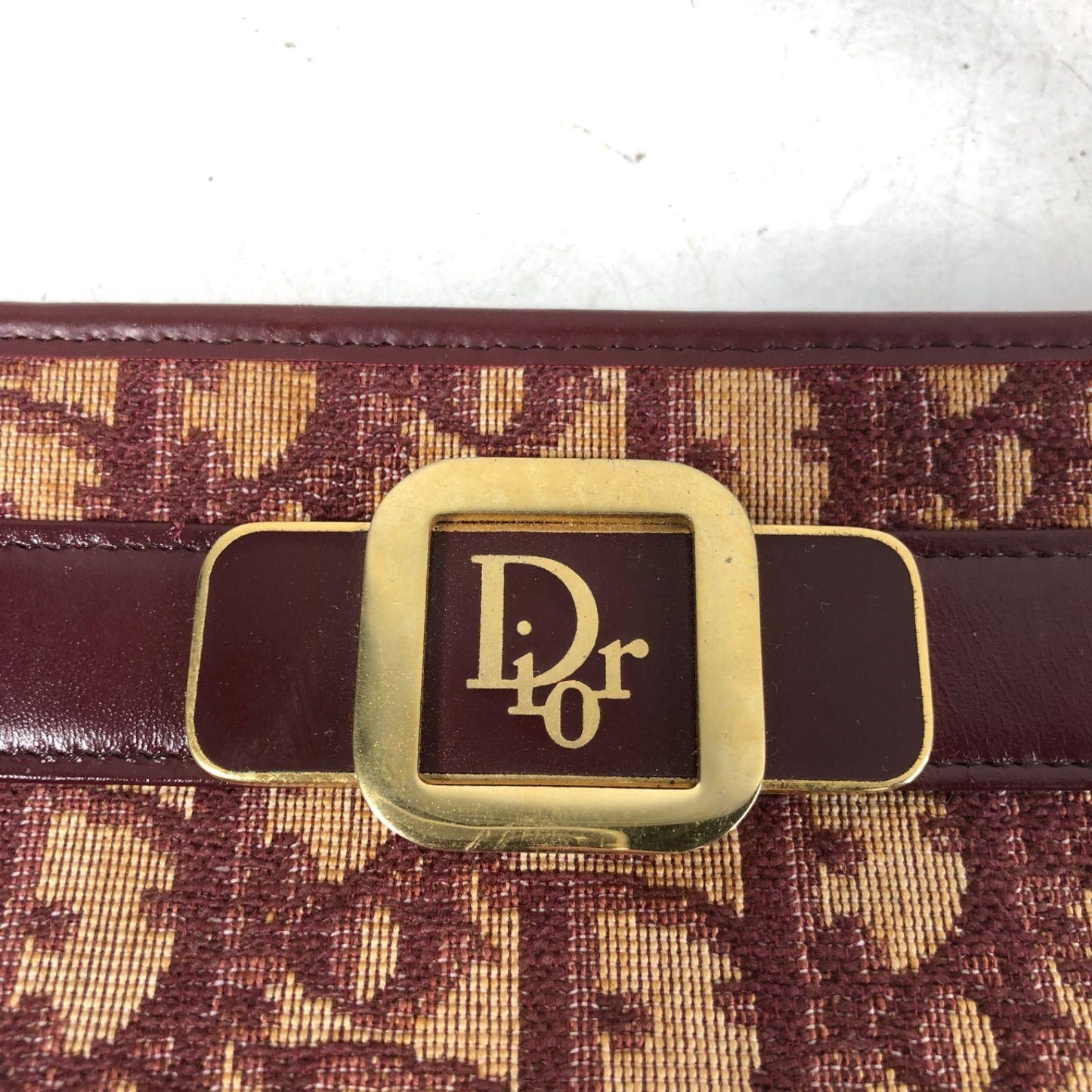 Christian Dior Shoulder Bag Purse Trotter Logo Bordeaux Authentic