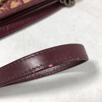 Christian Dior Shoulder Bag Purse Trotter Logo Bordeaux Authentic