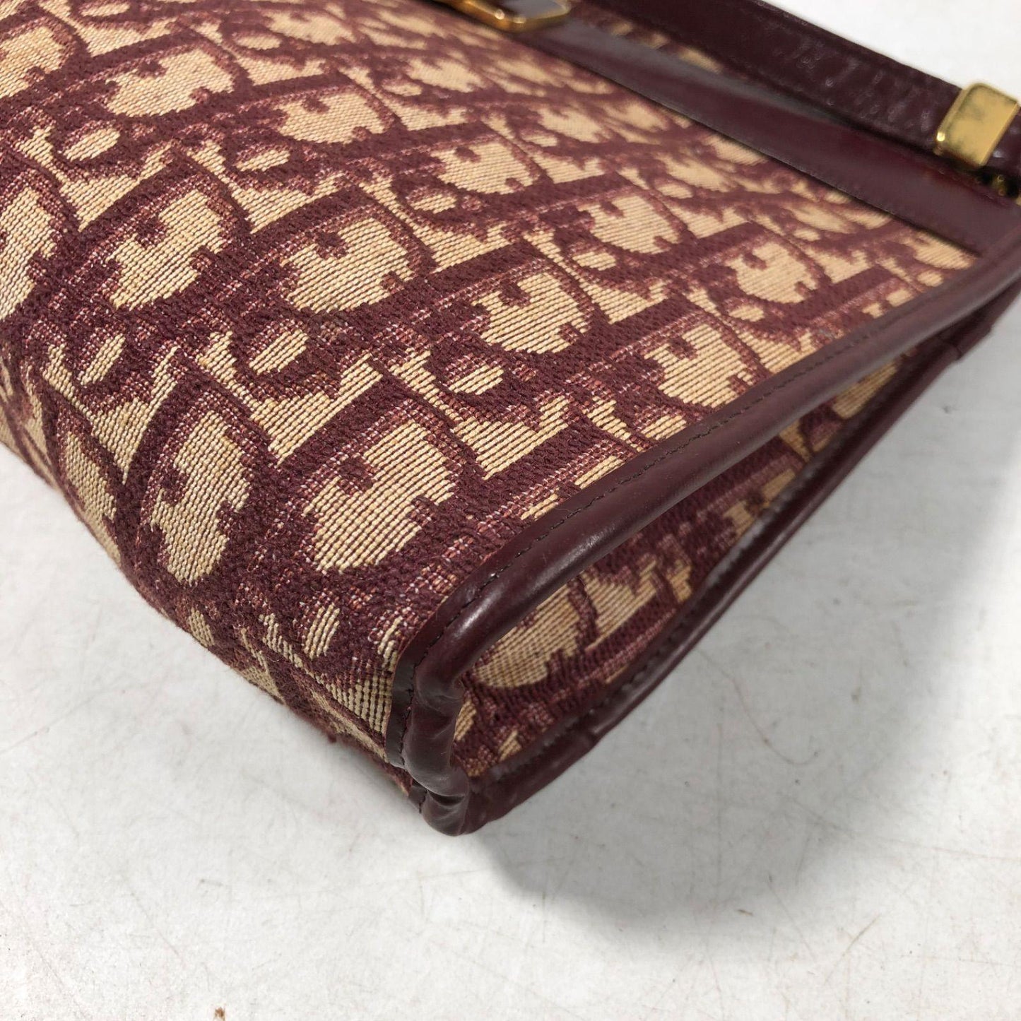 Christian Dior Shoulder Bag Purse Trotter Logo Bordeaux Authentic