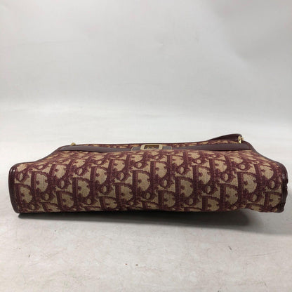 Christian Dior Shoulder Bag Purse Trotter Logo Bordeaux Authentic